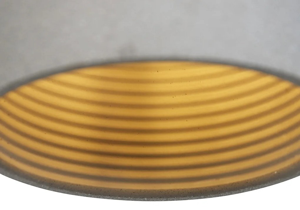 Candeeiro suspenso moderno preto com betão cinzento 3 luzes - Eton Moderno