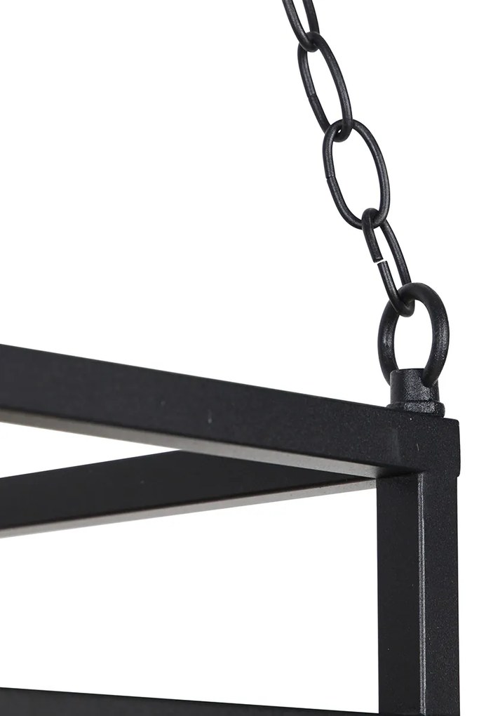 LED Candeeiro de suspensão inteligente preto com madeira incl. 5 Wifi G95 - Shelf Industrial