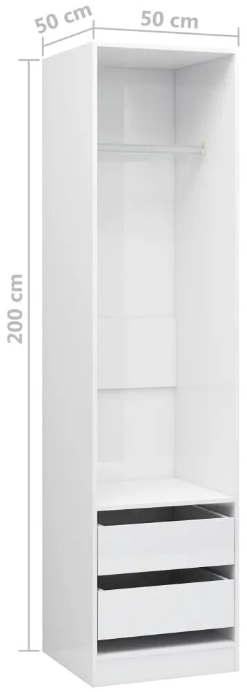 Roupeiro c/ gavetas derivados de madeira branco brilhante
