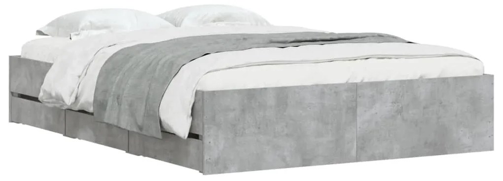 Estrutura de cama c/ gavetas derivados de madeira cinza-cimento