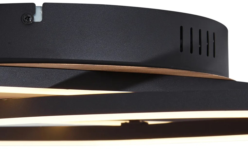 Plafon Preto com Madeira de Nogueira Incl. LED Regulável em 3 Níveis 2-Luzes - Kane