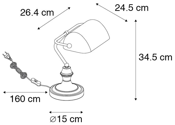LED Candeeiro de banqueiro inteligente bronze com vidro âmbar incl. WiFi A60 - Banker
