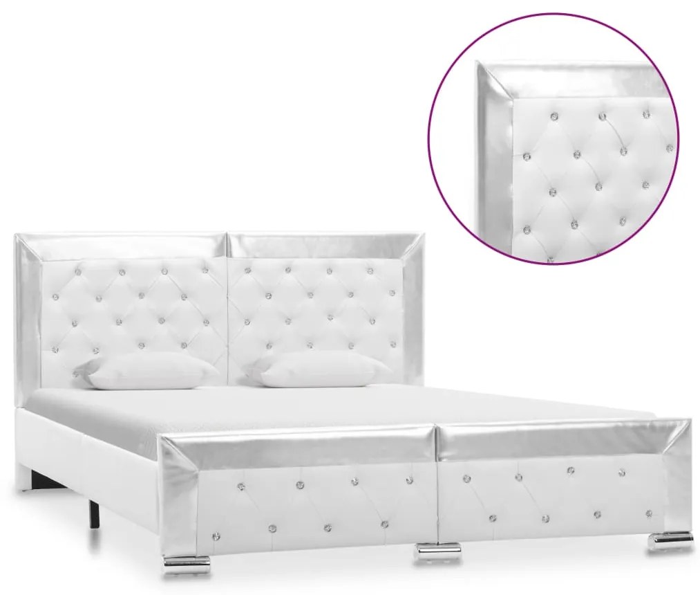 vidaXL Estrutura de cama 140x200 cm couro artificial branco