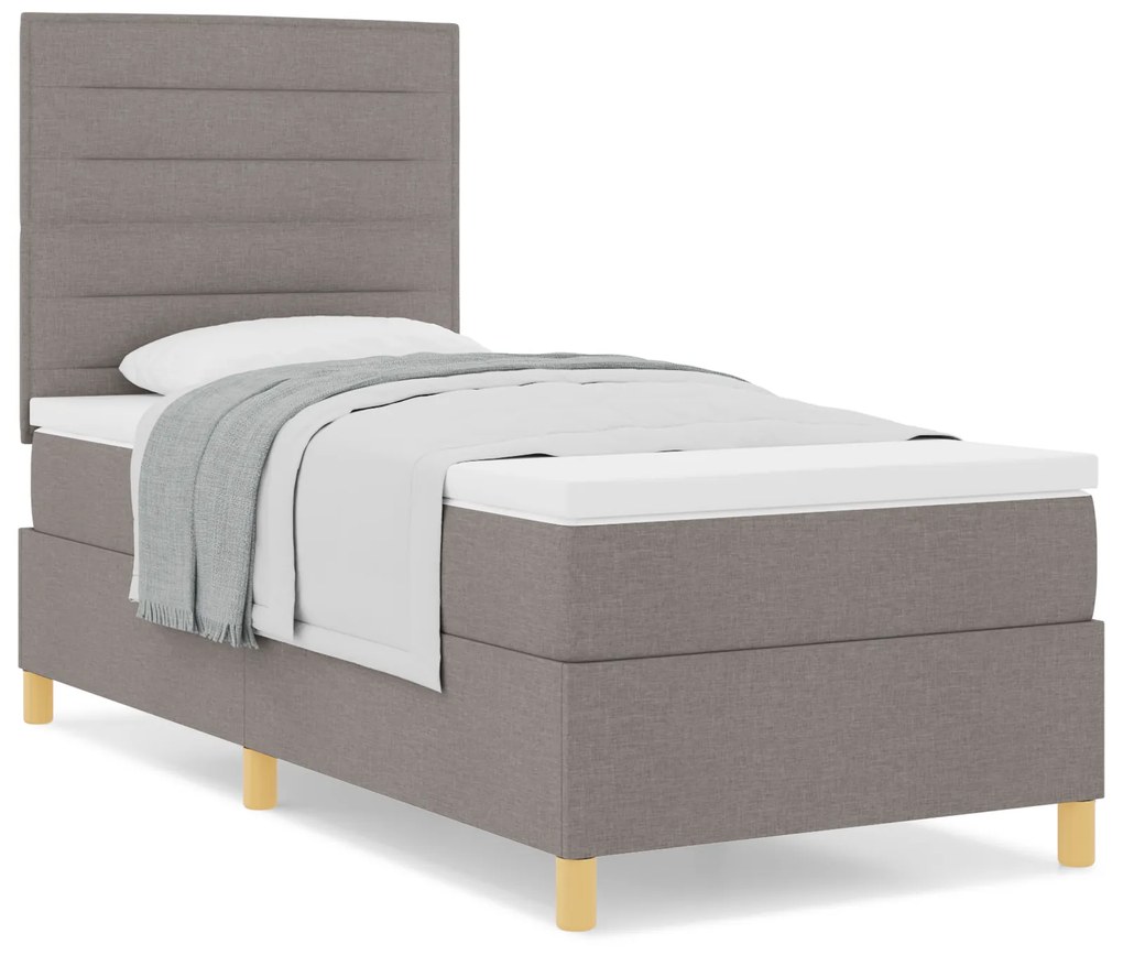 Cama Box Spring com Colchão Taupe 80x200 cm Tecido