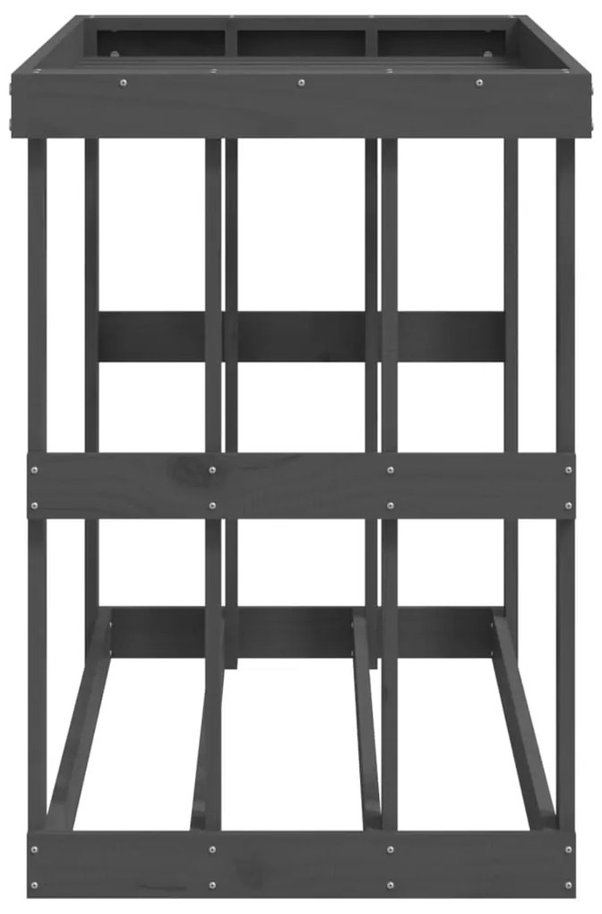 Suporte de lenha p/ exterior 108x52x74 cm pinho maciço cinzento