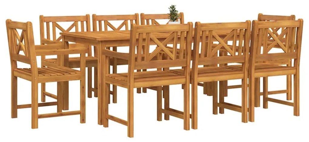 Conjunto de Jantar para Jardim 9 pcs Castanho 180 x 90 x 75 cm