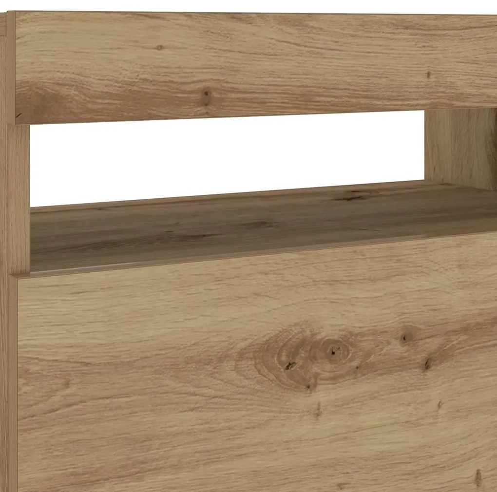Mesa cabeceira c/ LED derivados de madeira carvalho artisiano