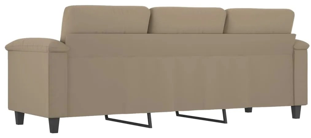Sofá de 3 lugares 180 cm tecido de microfibra cinza-acastanhado