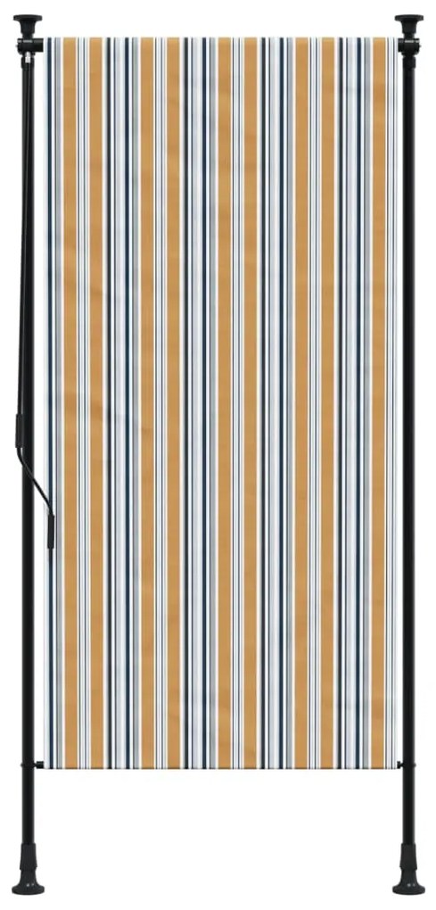Estore de rolo exterior 120x270 cm tecido/aço amarelo e branco