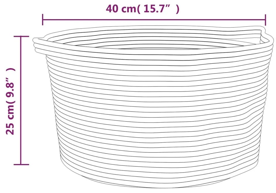 Cesto de arrumação Ø40x25 cm algodão bege e branco