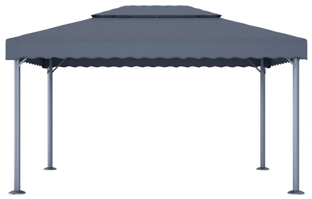 Gazebo com cordões de luzes LED 400x300 cm alumínio antracite