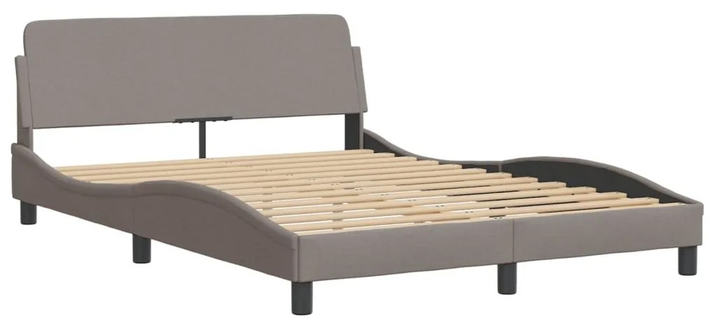 Estrutura cama cabeceira 140x190 cm tecido castanho-acinzentado