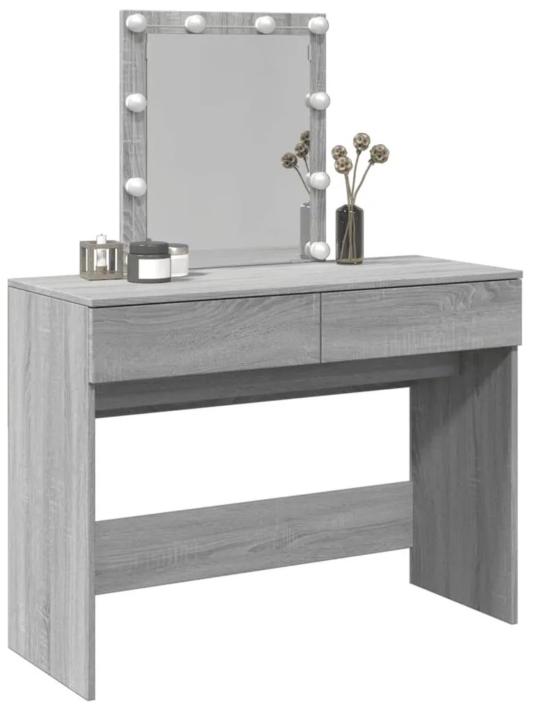 Toucador com LEDs 100x40x130 cm sonoma cinza