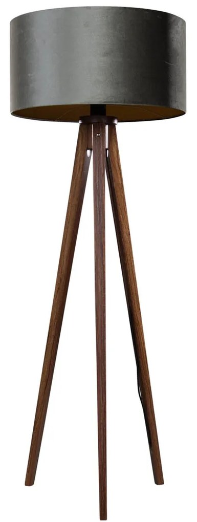 Vloerlamp tripod walnoot hout met velours kap groen 50cm - Tripod Classic Clássico / Antigo,Rústico