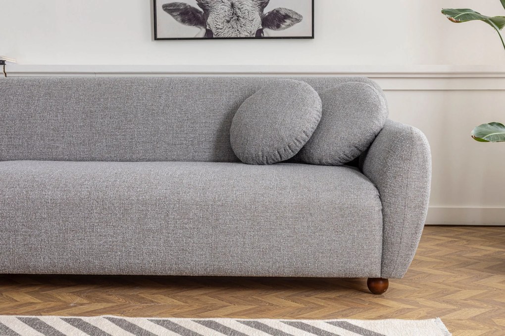 Sofá Chaise Longue "Stockholm" - Cinzento Claro com Pernas em Faia - 2