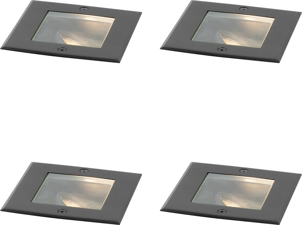 Conjunto de 4 focos de chão modernos pretos ajustáveis IP65 - Oneon