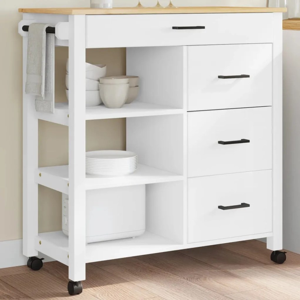 vidaXL Carrinho de cozinha MONZA 84x40x88,5 cm madeira de pinho maciça