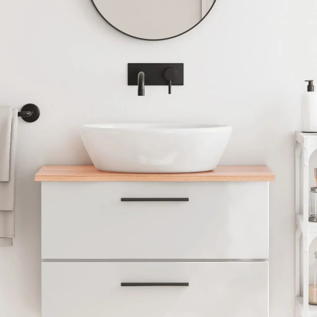 vidaXL Bancada p/ WC 80x40x2 cm madeira maciça tratada castanho-claro