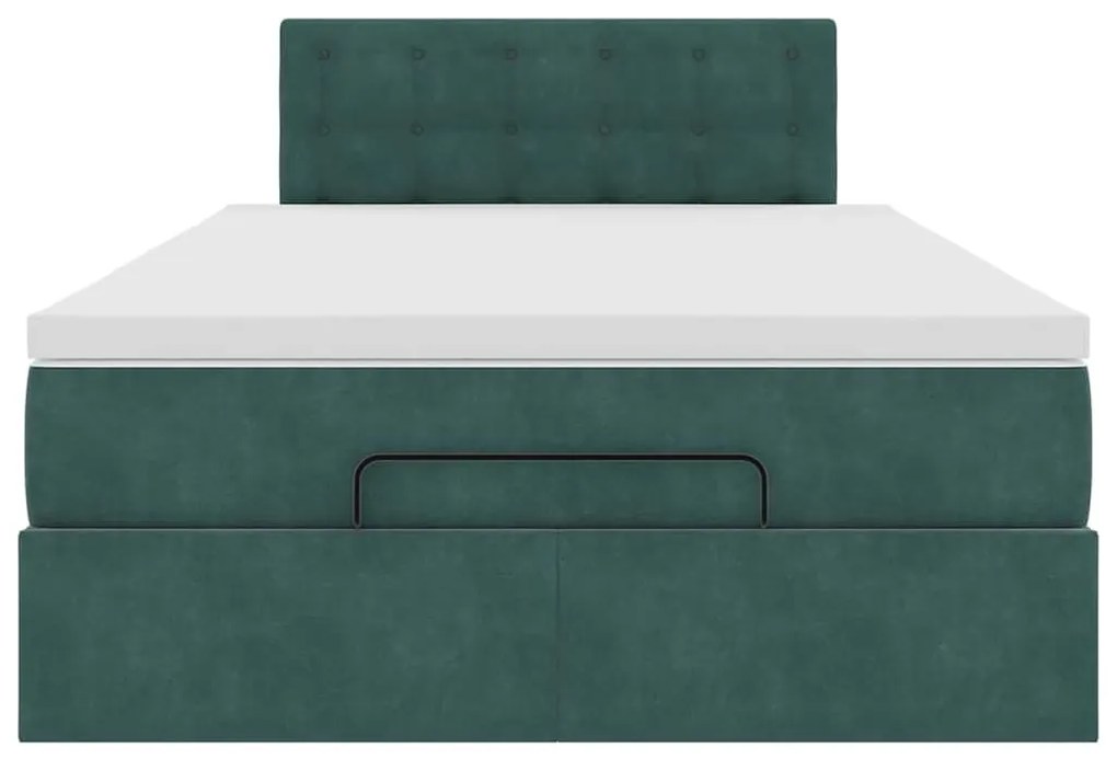 Estrutura de cama otomana com colchão verde escuro veludo