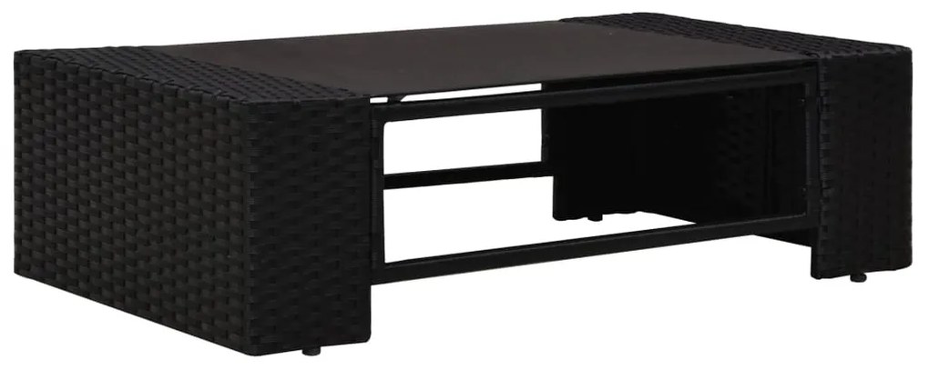10 pcs conjunto lounge de jardim c/ almofadões vime PE preto