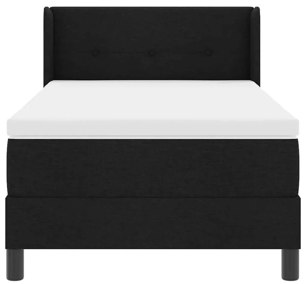 Cama Box com cabeceira Preto 90 x 190 cm Tecido e Espuma