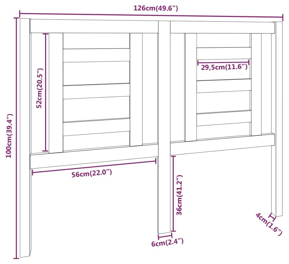 Cabeceira de cama 126x4x100 cm pinho maciço castanho mel