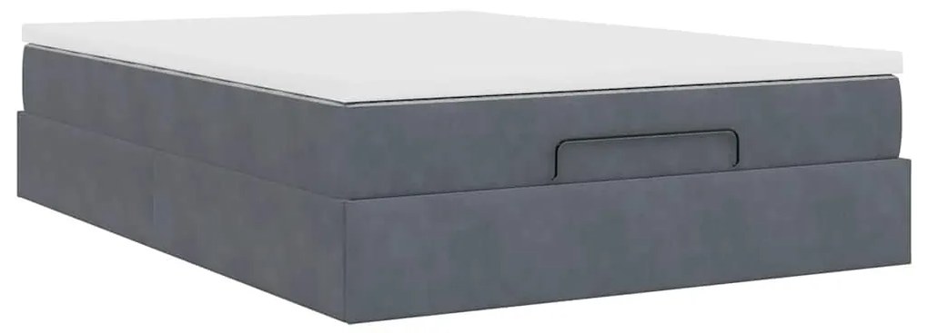 Estrutura de cama otomana com colchão 140x190cm cinzento escuro