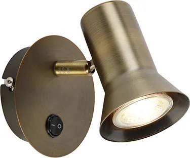 Foco de parede inteligente bronze giratório e inclinável com interruptor incluindo Wifi GU10 50mm - Karin 1