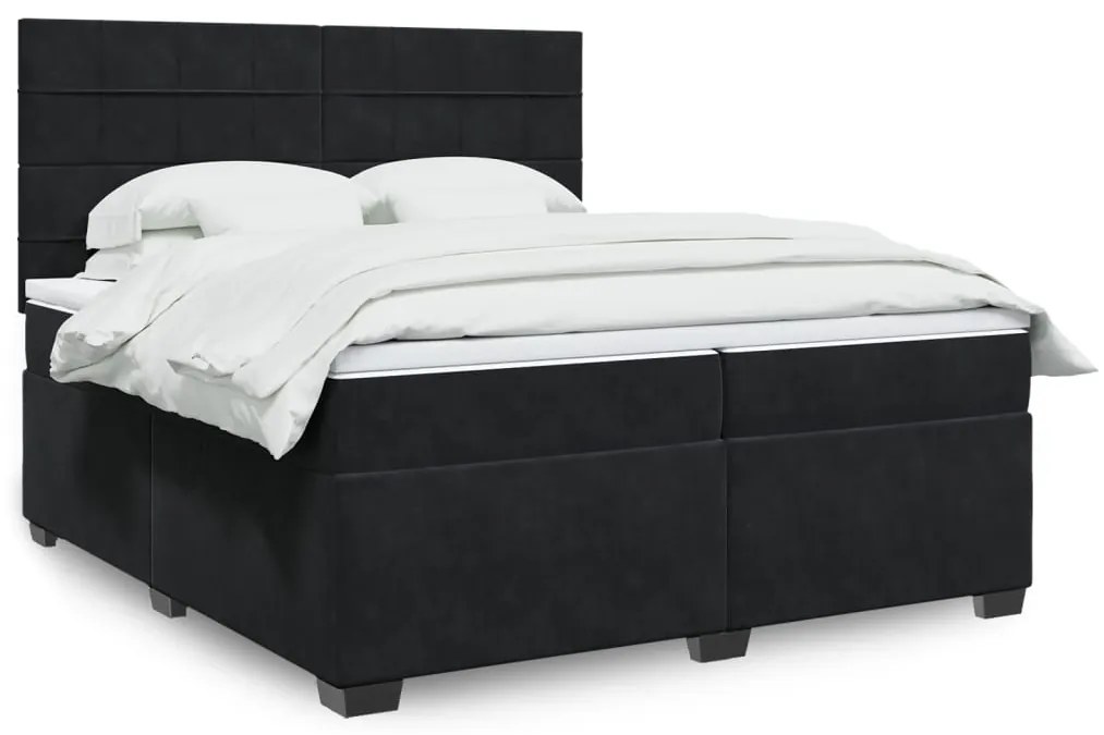 vidaXL Cama com molas/colchão 200x200 cm veludo preto