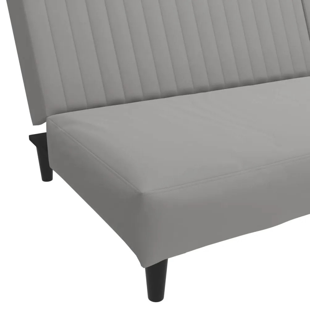 Sofá-cama de 2 lugares veludo cinzento-claro