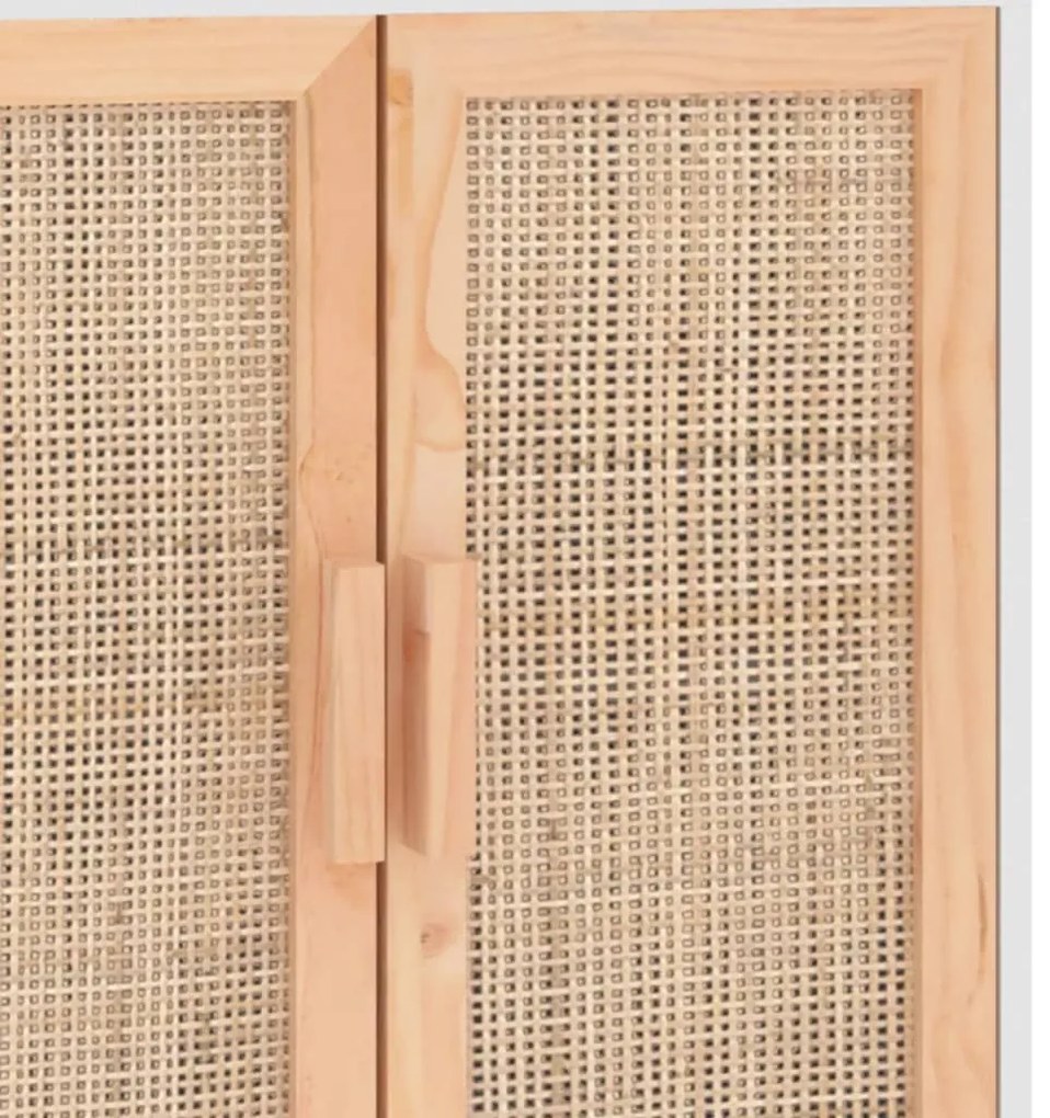 Aparador 60x30x70 cm madeira pinho maciça/vime natural branco