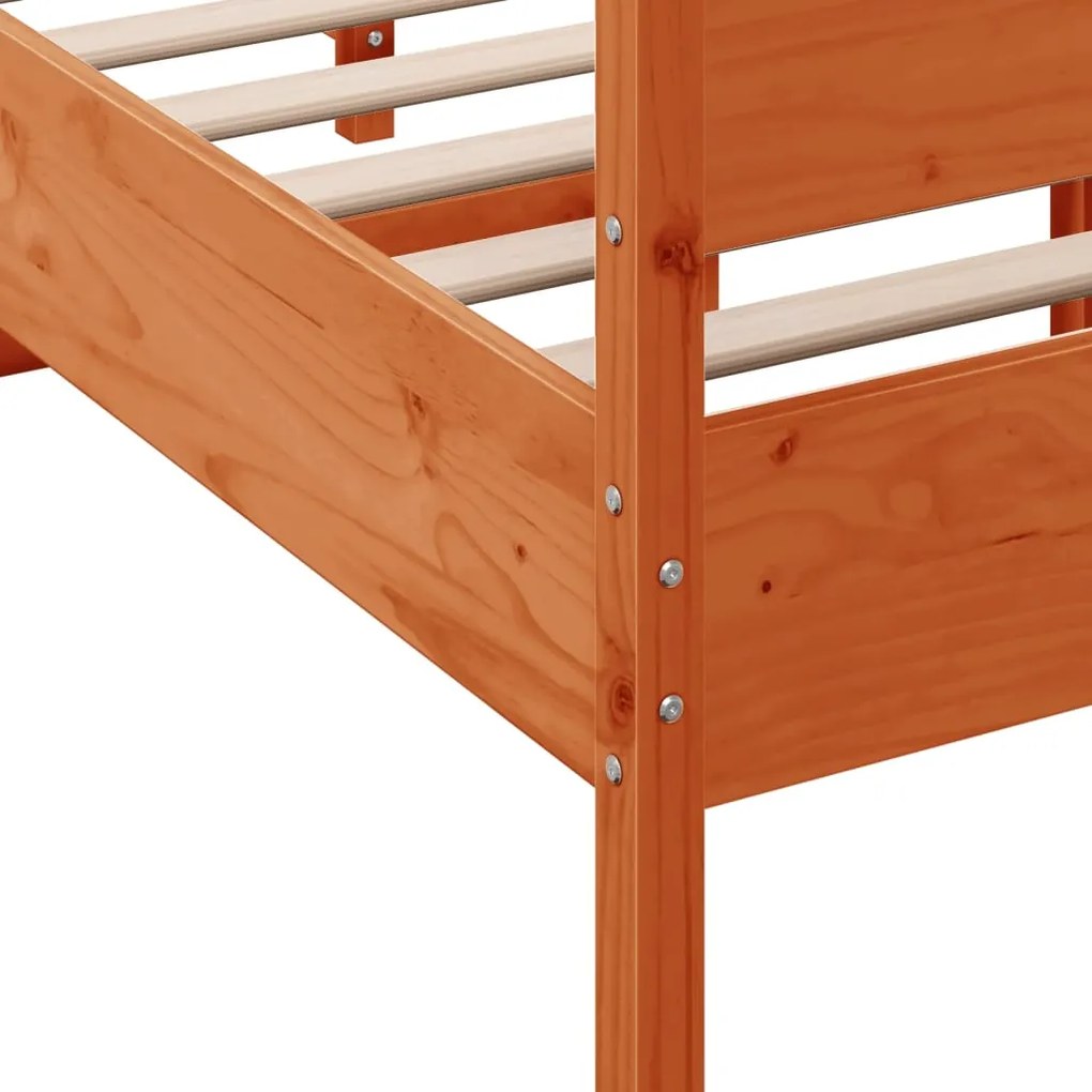 Cama sem colchão 120x190 cm madeira pinho maciça castanho-mel