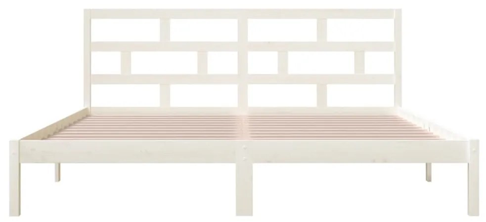 Estrutura de cama 140x190 cm madeira de pinho maciça branco
