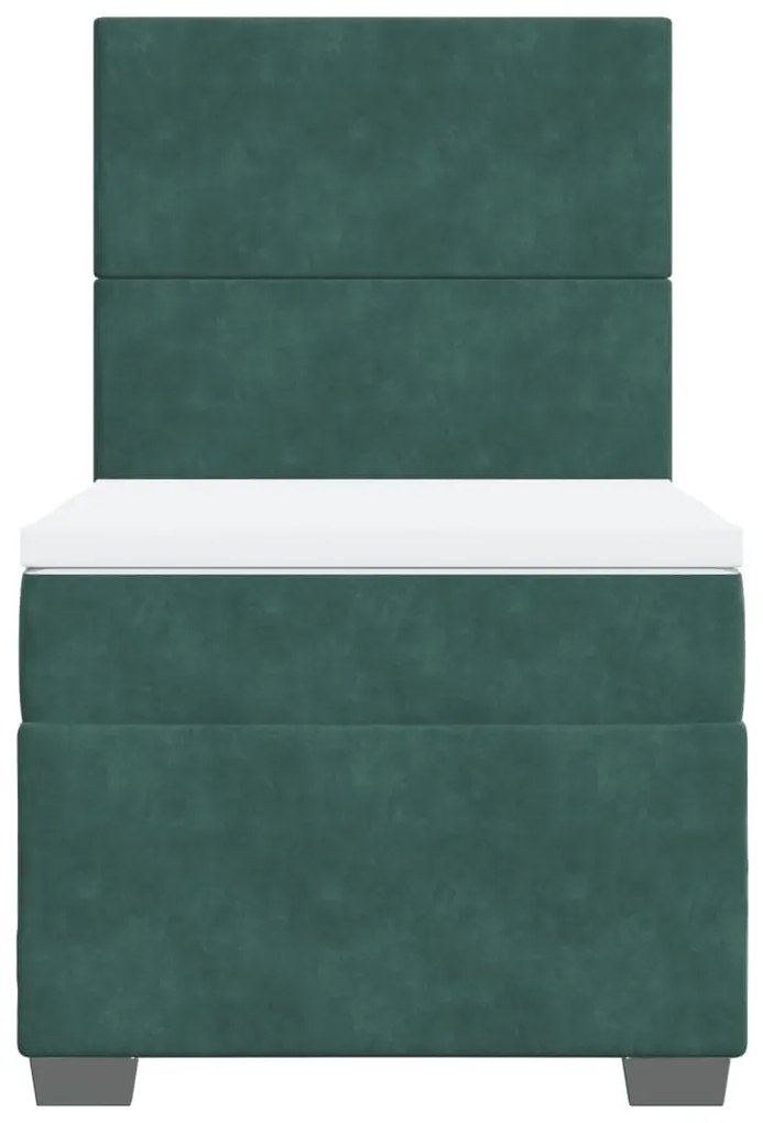 Cama com molas/colchão 80x200 cm veludo verde-escuro