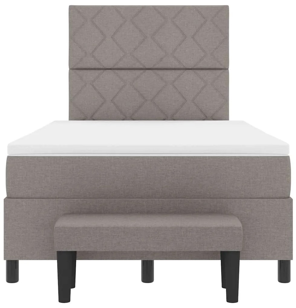 Cama Box Spring com Colchão e Banco Taupe 120x200 cm Tecido
