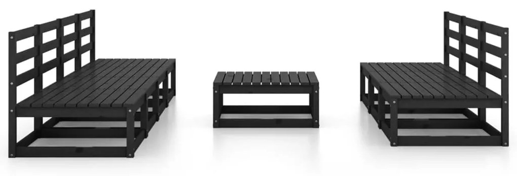 8 pcs conjunto lounge de jardim pinho maciço preto