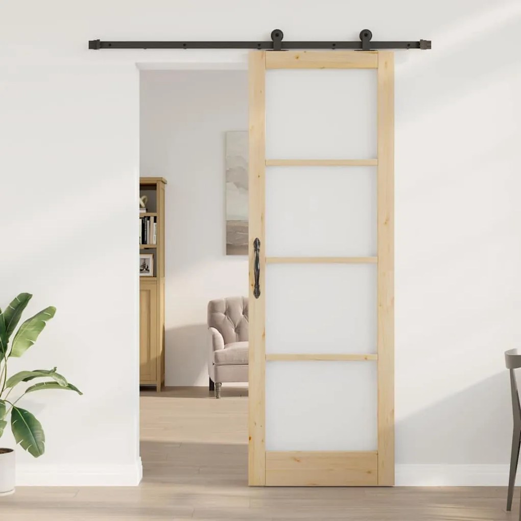 Porta Deslizante vidaXL com Conjunto de Hardware 'ORKDAL'Madeira Sólid