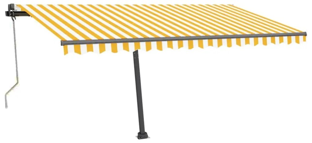 Toldo autom. LED e sensor de vento 450x300 cm amarelo/branco