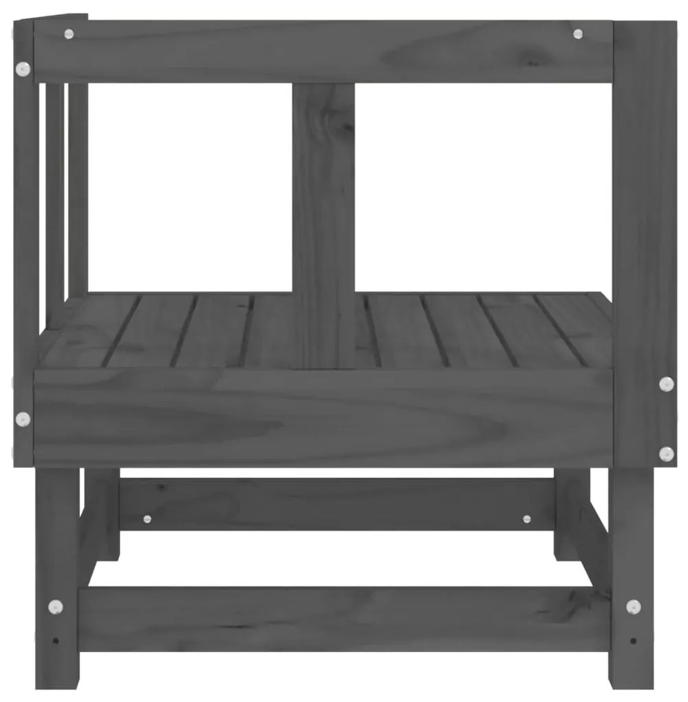 Sofás de canto para jardim 2 pcs madeira de pinho maciça cinza