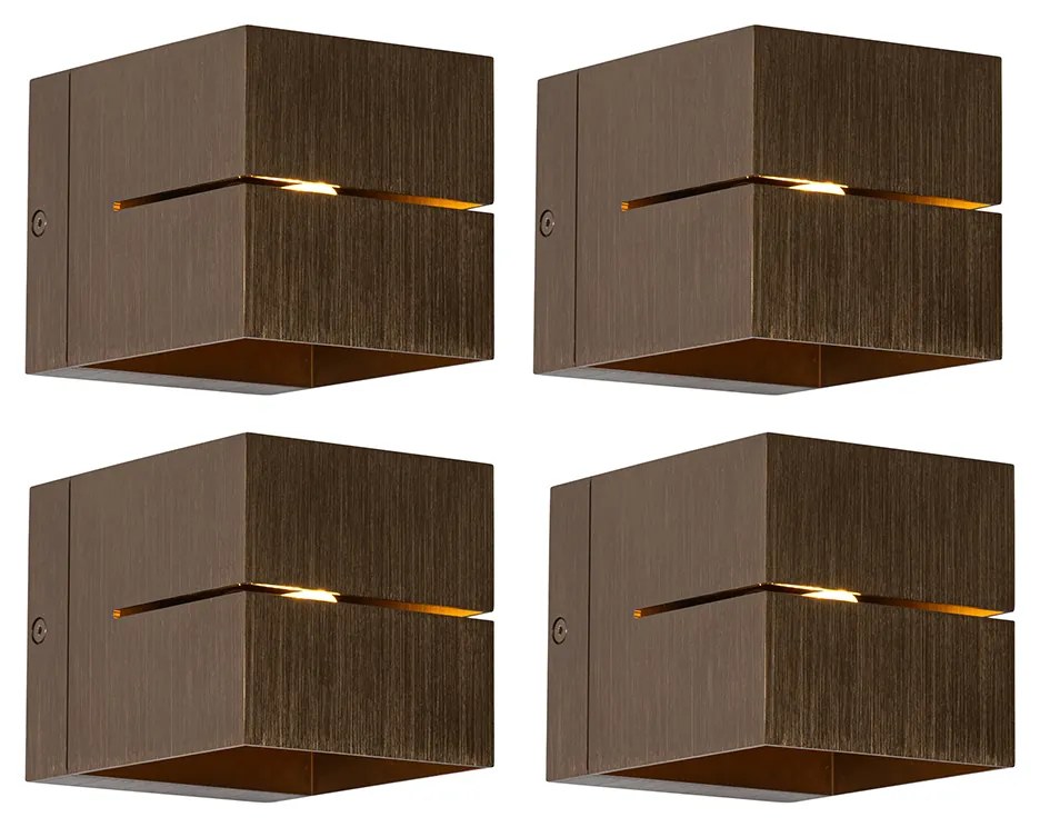 Conjunto de 4 Lâmpadas de Parede Inteligentes Bronze Escuro 9,7 cm Incl. WiFi G9 - Transfer Groove