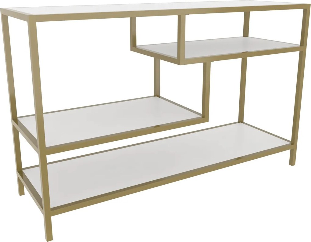Móvel TV Robbins – Dourado e Branco – 120 cm x 39 cm x 75 cm