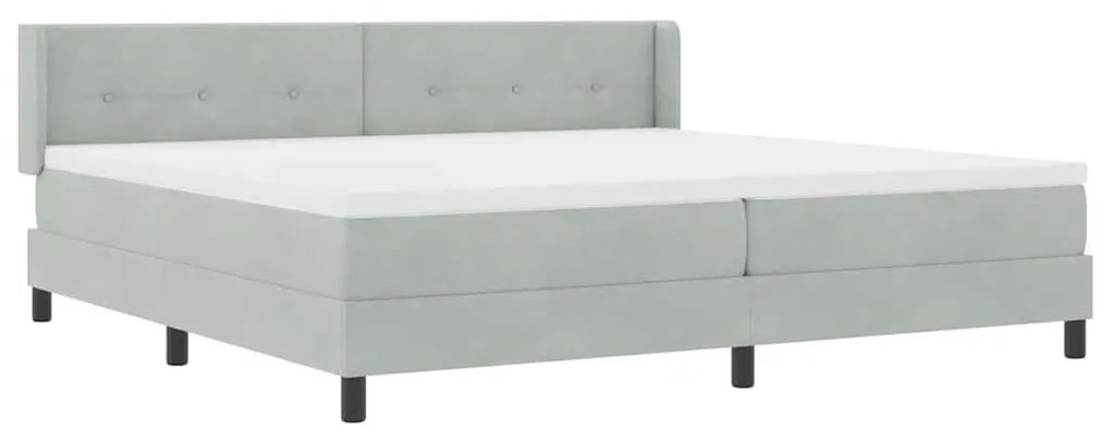 Cama Box Spring vidaXL com Colchão Cinza Claro 200x200 cm Veludo