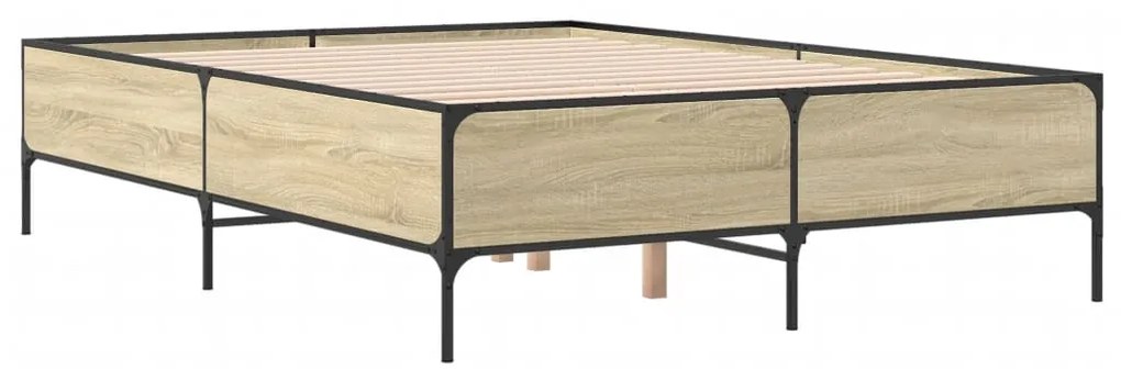 Estrutura de cama 140x190 cm derivados madeira/metal