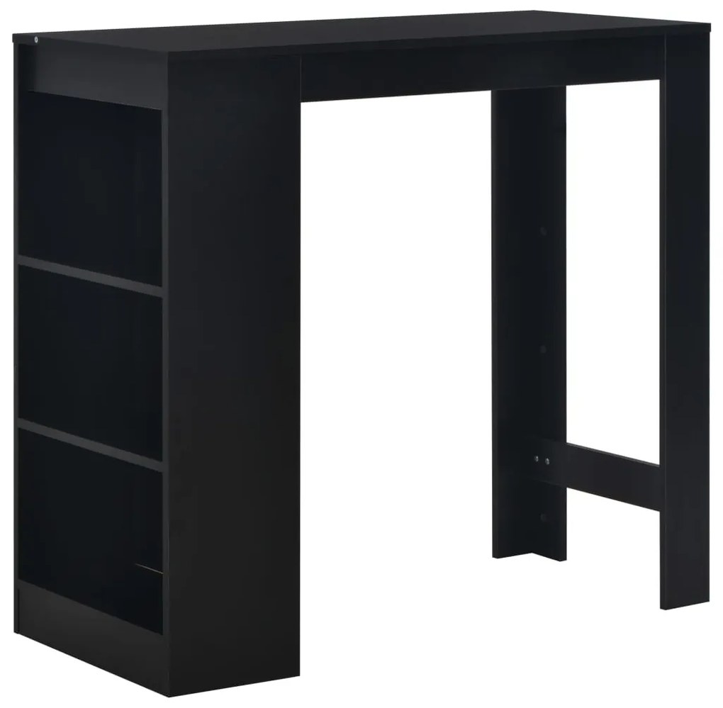 vidaXL Mesa de bar com prateleira preto 110x50x103 cm