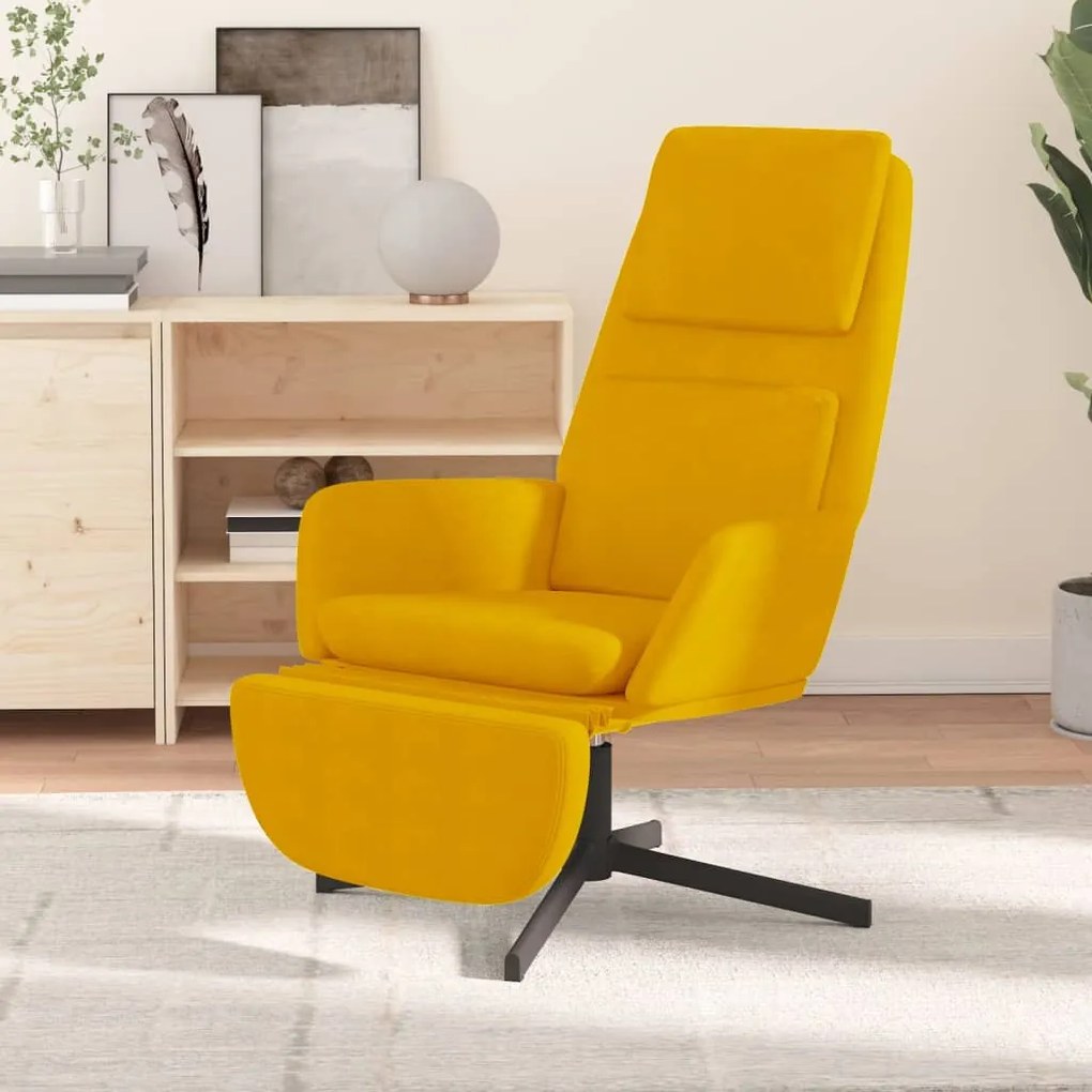 vidaXL Cadeira de descanso com apoio de pés veludo amarelo mostarda