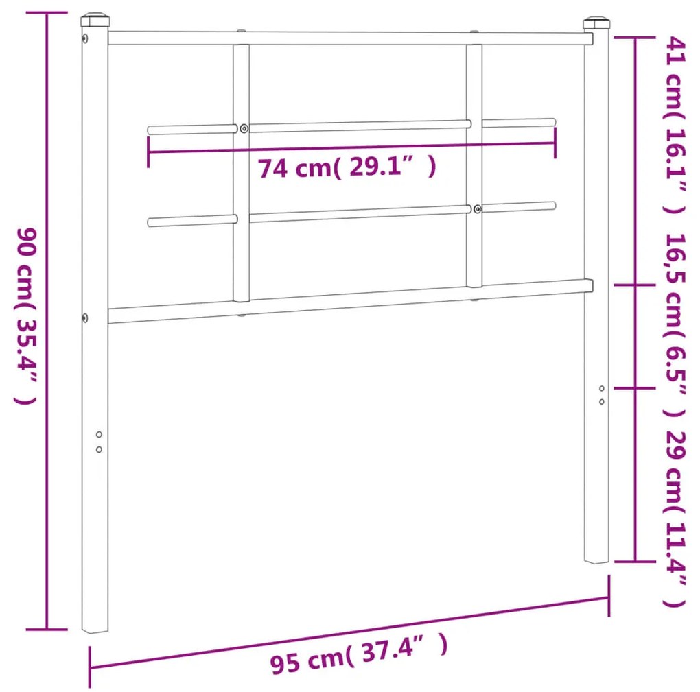 Cabeceira de cama 90 cm metal preto