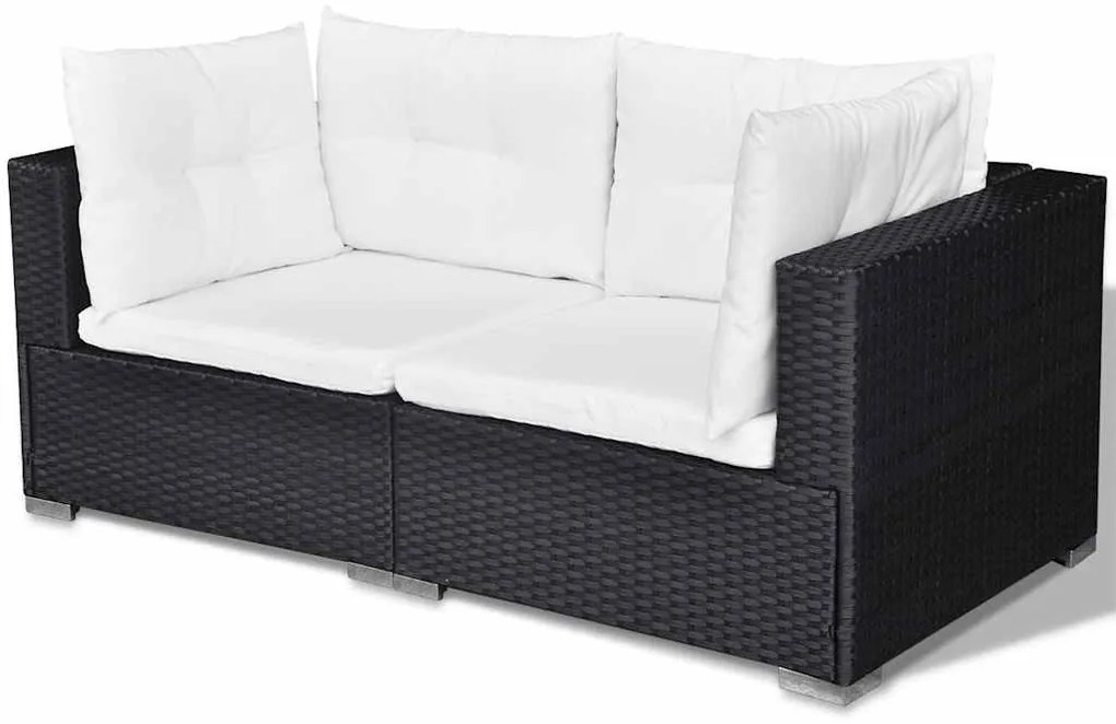 6 pcs conjunto lounge de jardim c/ almofadões vime PE preto