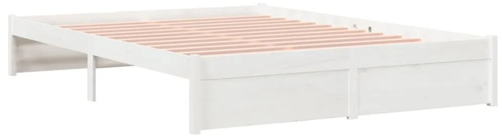 Estrutura de cama king 150x200 cm madeira maciça branco