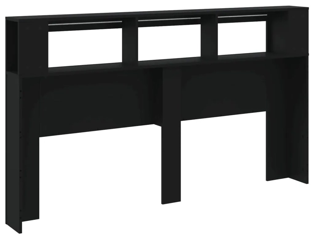Cabeceira cama c/ LEDs 180x18,5x103,5 cm deriv. madeira preto
