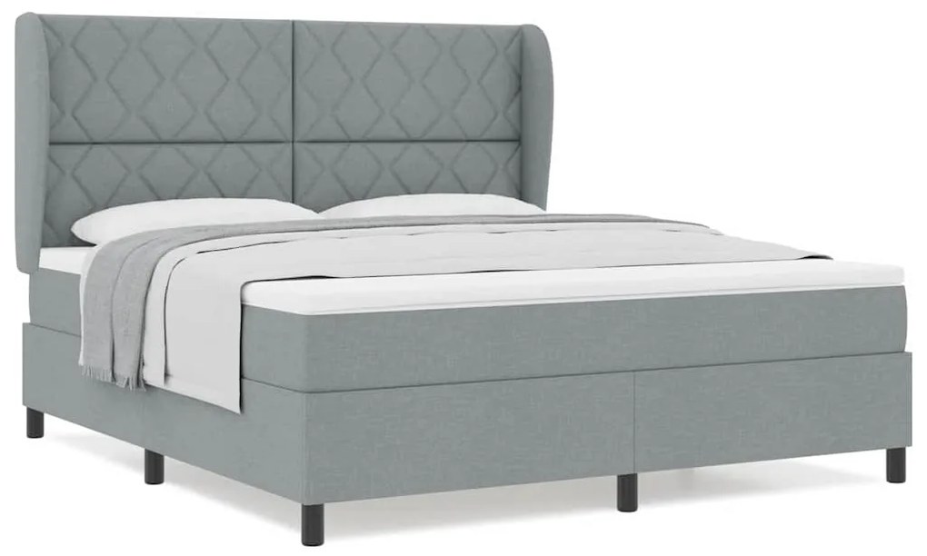 Cama Box com Colchão - Cinza Claro, 180x200 cm, Tecido